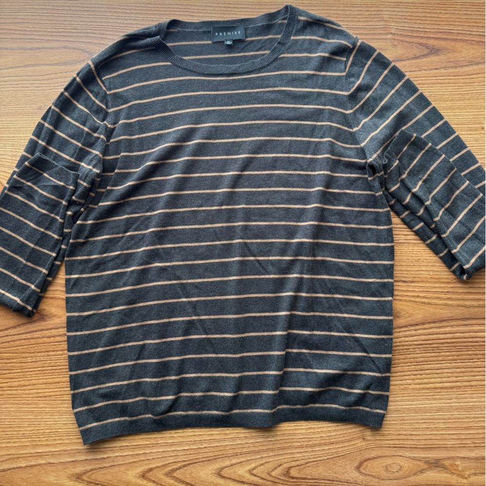 Premise Black and Tan Striped Long Sleeve Shirt